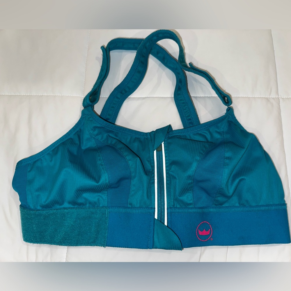 SHEFIT High Impact Ultimate Zip Front Sports Bra 110002 Blue Size Medium